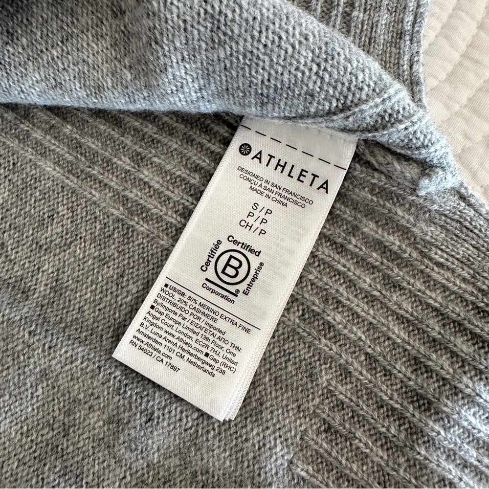 NWT Athleta Alpine Turtleneck Sweater Dress, Small Petite, Grey Heather - Picture 7 of 8